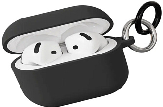 Силиконовый чехол VLP для AirPods 4 карабин, чёрный (Black)