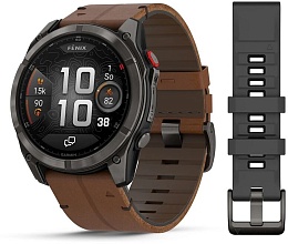 Garmin Fenix 8 Pro 51 mm Amoled Sapphire Titanium Carbon Grey Chestnut Leather, коричневый (010-03199-40)