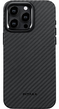Противоударный чехол Pitaka MagEZ Pro 4 для iPhone 15 Pro (6.1"), черно-серый, кевлар (арамид) KI1501PP