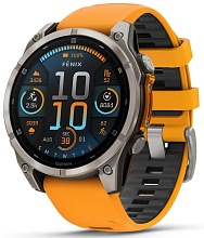Умные часы Garmin Fenix 8 47 мм AMOLED Titanium with Orange Graphite Band, серебристый (010-02904-10)