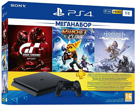 Игровая приставка Sony Playstation 4 Slim 1Тб (CUH-2208B) + GT Sport, Horizon, Ratchet and Clank