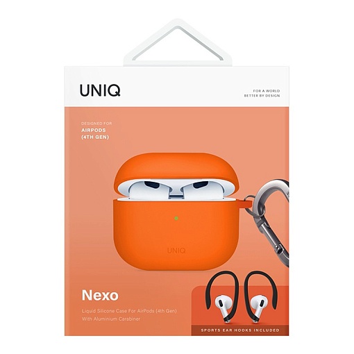 Чехол + карабин Uniq NEXO Liquid silicone для AirPods 4