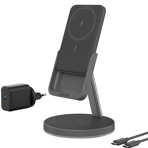 Беспроводное зарядное устройство Anker PowerWave Mag-Go Stand 2 в 1