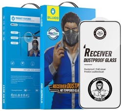 Защитное стекло BlueO Large arc Anti-Dust Anti-Static (3D-эфф. с защ. сеткой) для iPhone 15 Pro Max, Black (NPB6-15pro-6.7)