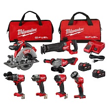 Milwaukee 3697-27 M18 Fuel 7-Tool Combo Kit, черный/красный