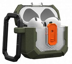 Чехол + карабин UAG Plasma Case для AirPods 4, оливковый (Olive Drab)