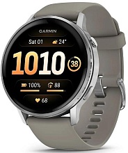 Умные часы Garmin Venu 4 45mm Silver with Silver Gray Silicone Band, серебристый (010-03014-01)