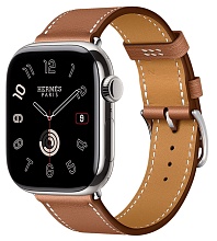 Apple Watch Hermes Series 11 42 mm Titanium Case with Single tour band, Gold Swift calfskin (коричневый)
