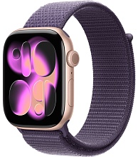 Apple Watch Series 11 46mm Rose Gold Aluminum Case with Sport Loop Purple Fog