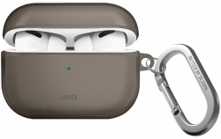 Чехол с карабином Uniq Glase TPU case для AirPods Pro 2, серый (AIRPODSPRO2-GLSSMK)
