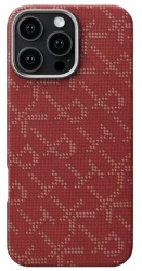 Чехол Pitaka Monogram Tactile Woven Case с MagSafe для iPhone 16 Pro, красно-золотой (KI1602PTK)