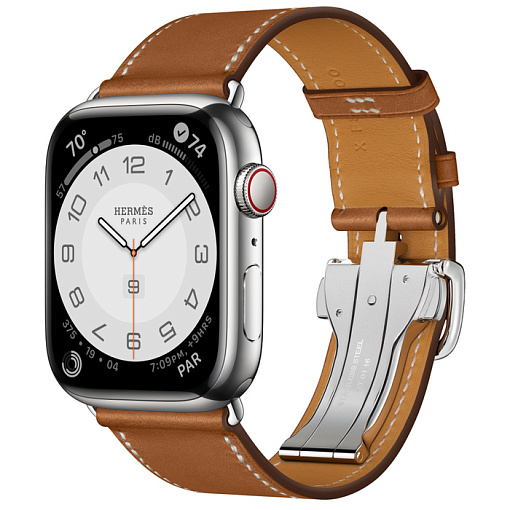 Apple Watch Hermes Series 8 45mm Silver Stainless Steel Case with Single Tour Deployment Buckle