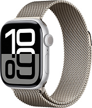 Apple Watch Series 10 42mm Silver Aluminum Case with Milanese Loop, Natural