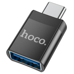 Переходник/Адаптер Hoco UA17 с Type-C на USB, черный