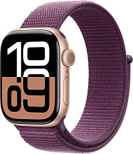 Apple Watch Series 10 46mm Rose Gold Aluminum Case with Sport Loop, Plum