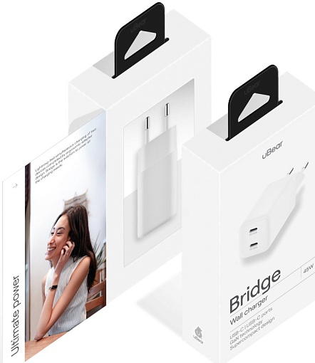 Сетевое зарядное устройство  uBear Bridge 2 x USB-C 45 Вт