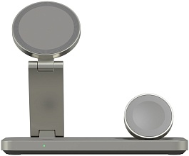 Беспроводное зарядное устройство 3 в 1 Magssory Yoga для Samsung Qi2, титан (WCH017)