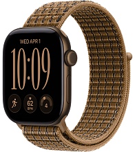 Apple Watch Series 12 46mm Dark Bronze Aluminum Case with Sport Loop Light Umber Plaid