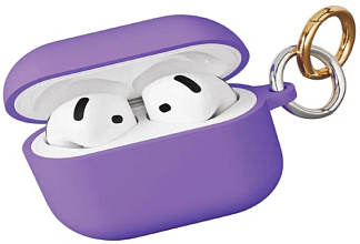 Силиконовый чехол VLP для AirPods 4 карабин, фиолетовый (Lavender)