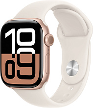 Apple Watch Series 10 42mm Rose Gold Aluminum Case with Sport Band, Starlight (MWWY3)