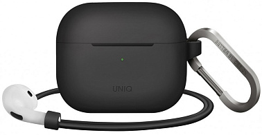 Чехол с карабином UNIQ Vencer + ремешок, темно-серый (AIRPODS 3 (2021)-VENDGRY)