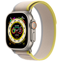 Apple Watch Ultra 49mm Titanium Case with Yellow/Beige Trail Loop (S/M)