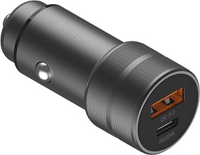 Автомобильное зарядное устройство EnergEA Alu Drive PD20+, USB-C PD20 +USB-A QC3.0 38W, серый (CAR-AD-D20)