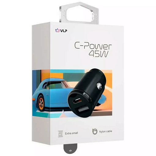 Автомобильное зарядное устройство VLP С-Power 45W USB-C+USB-A PD QC