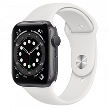 Apple Watch Series 6 44mm Space Grey Aluminum Case with White Sport Band(GPS + Cellular)