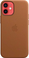 Кожаный чехол Leather Case MagSafe для iPhone 12 Mini (Коричневый)