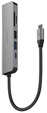 Адаптер EnergEA AluHUB HD3 6-in-1 USB-C 60W, серый