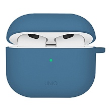 Чехол + карабин Uniq NEXO Liquid silicone для AirPods 4, синий (AIRPODS(2024)-NEXOPBLU)