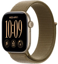 Apple Watch Series 12 46mm Light Gold Aluminum Case with Sport Loop Olive