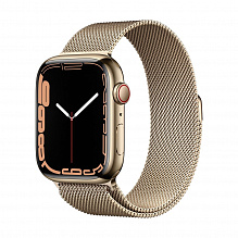 Смарт-часы Apple Watch Series 7 GPS + Cellular, 41mm Gold Stainless Steel Case with Milanese Loop Gold (MKJ03)