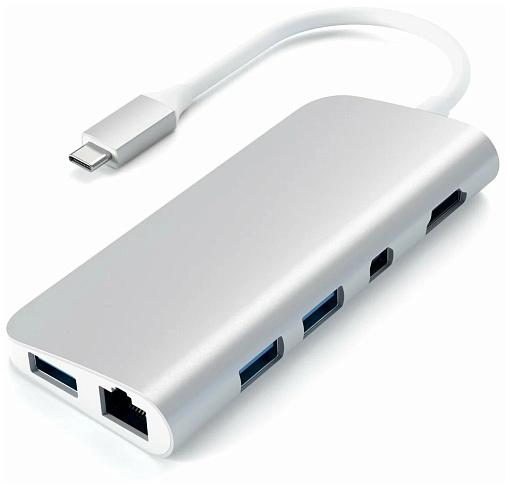 USB-концентратор Satechi Aluminum Type-C Multimedia Adapter (ST-TCMM8PA), разъемов: 4