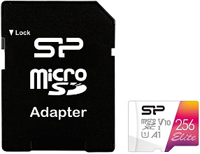 Карта памяти micro SDXC Silicon Power Elite Class 10 UHS-I U1 A1 + ADP (SP256GBSTXBV1V20SP)