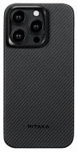 Чехол Pitaka MagEZ Case 4 для iPhone 15 Pro Max (6.7"), черно-серый узкое плетение, кевлар (арамид) 600D KI1501PMA