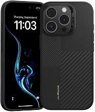 Чехол усиленный Benks Montage ArmorPro Case built with Kevlar 600D+1500D для iPhone 16 Pro, черный кевлар (C.K.FL.AP.BK.MA65)