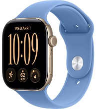 Apple Watch Series 12 46mm Light Gold Aluminum Case with Sport Band Wildflower Blue