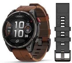 Garmin Fenix 8 Pro 47 mm Amoled Sapphire, Carbon grey DLC titanium with Chestnut leather band (010-03198-40)
