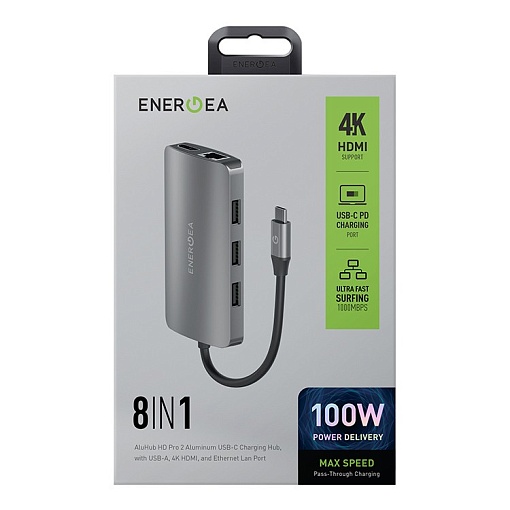 Разветвитель EnergEA AluHUB HD PRO 2 Superspeed Aluminium USB-C 100W