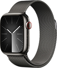 Apple Watch Series 9 45mm Graphite Stainless Steel Case with Milanese Loop