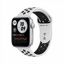 Умные часы Apple Watch SE GPS 44мм Aluminum Case with Nike Sport Band, серебристый/чистая платина/черный