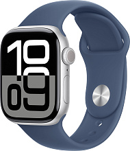 Apple Watch Series 10 42mm Silver Aluminum Case with Sport Band, Denim