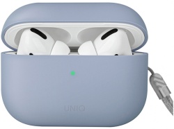 Чехол + карабин UNIQ Lino Liquid silicone для AirPods Pro 2, голубой (AIRPODSPRO2-LINOABLU)