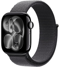 Apple Watch Series 11 42mm, Jet Black Aluminum Case with Sport Loop Dark Gray