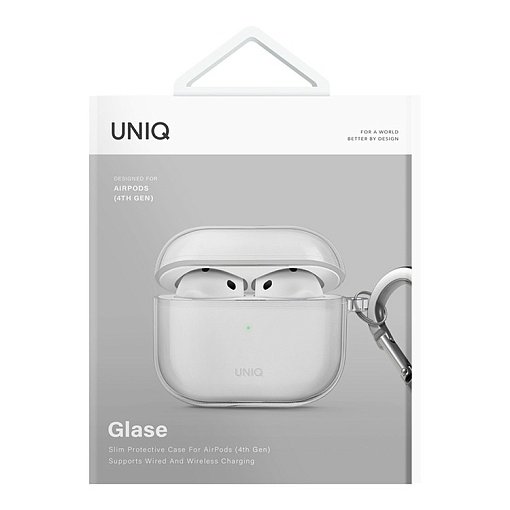 Чехол + карабин Uniq Glase TPU case для Airpods 4