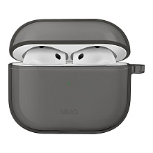 Чехол + карабин Uniq Glase TPU case для Airpods 4, серый (AIRPODS(2024)-GLSSMK)