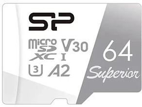 Карта памяти microSDXC Silicon Power Superior 64 Gb UHS-I U3, 100 МБ/с, Class 10 (SP064GBSTXDA2V20)