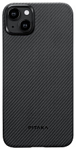 Чехол PITAKA MagEZ Case 4 для iPhone 15 Plus 600D, черно-серый узкое плетение, кевлар (арамид)